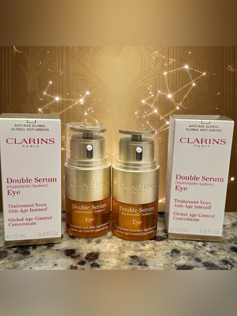 2 X Clarins Double Serum Eye Concentrate AMAZING BRAND NEW, MRSP $190